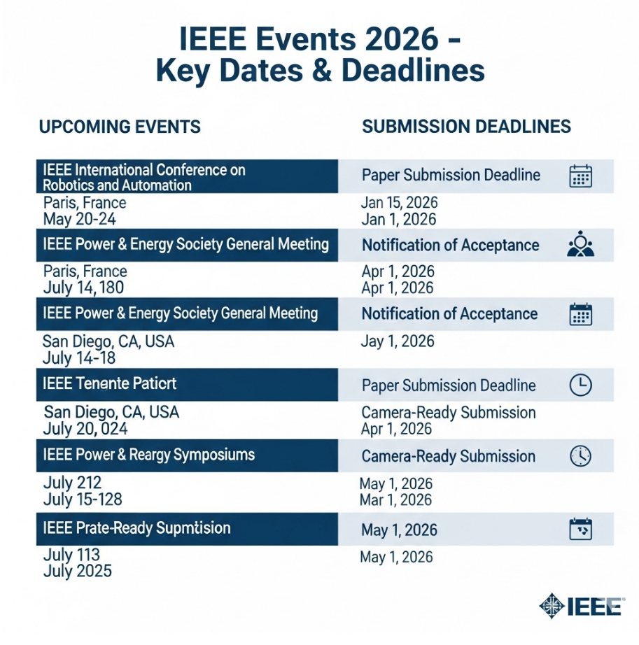 Upcoming IEEE Conferences 2026: Deadlines for Engineering & AI Events