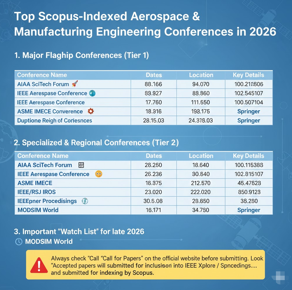 Call for Papers:Aerospace & Manufacturing Engineering Conferences 2026: Scopus Indexed Submission Guide